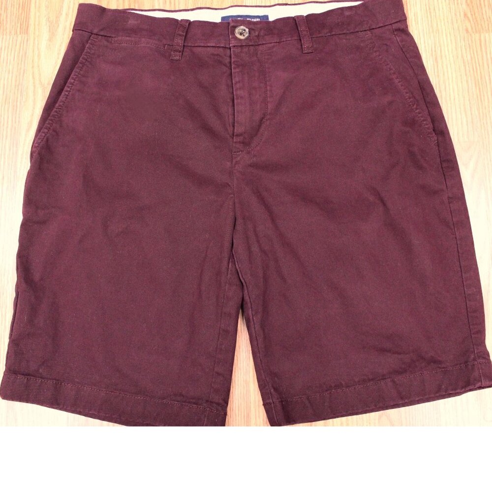 TOMMY HILFIGER REGULAR FIT SHORTS 100% COTTON MAROON-DARK RED Sz 30